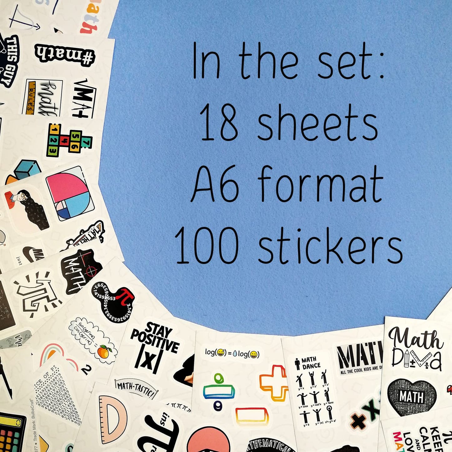 BulbaCraft BulbaCraft 100Pcs Small Math Stickers - Funny Math Gifts for Women and Men, Mathematics Gifts for Women & Men