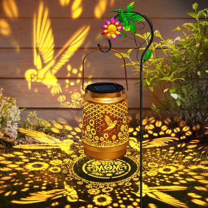 Mothers Day Gifts Solar Lanterns Outdoor Waterproof Hummingbird with Shepherd Hook,Hummingbird Garden Decor Birthday Gifts for Women Mom,Hanging Solar Lights Metal Bird Decorative for Yard,Patio,Porch