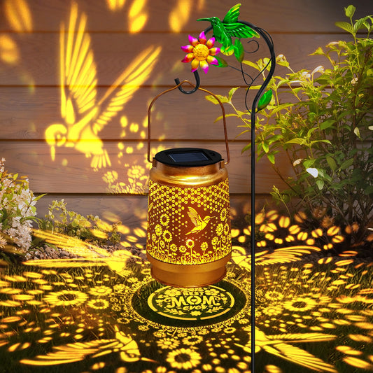 Mothers Day Gifts Solar Lanterns Outdoor Waterproof Hummingbird with Shepherd Hook,Hummingbird Garden Decor Birthday Gifts for Women Mom,Hanging Solar Lights Metal Bird Decorative for Yard,Patio,Porch