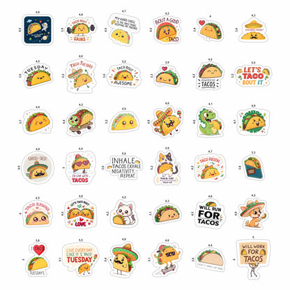100Pcs Taco Stickers - Taco Party Supplies, Decorations - Food Stickers - Gift for Women & Men