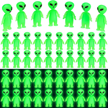 CroBlissful 25 Pcs Mini Alien Figures to Hide and Seek Glow in the Dark Green Little Tiny Aliens Figurine for Space Party Favors Small Rave Trinkets Prank Toys Bulk Gifts Goodie Bag Fillers