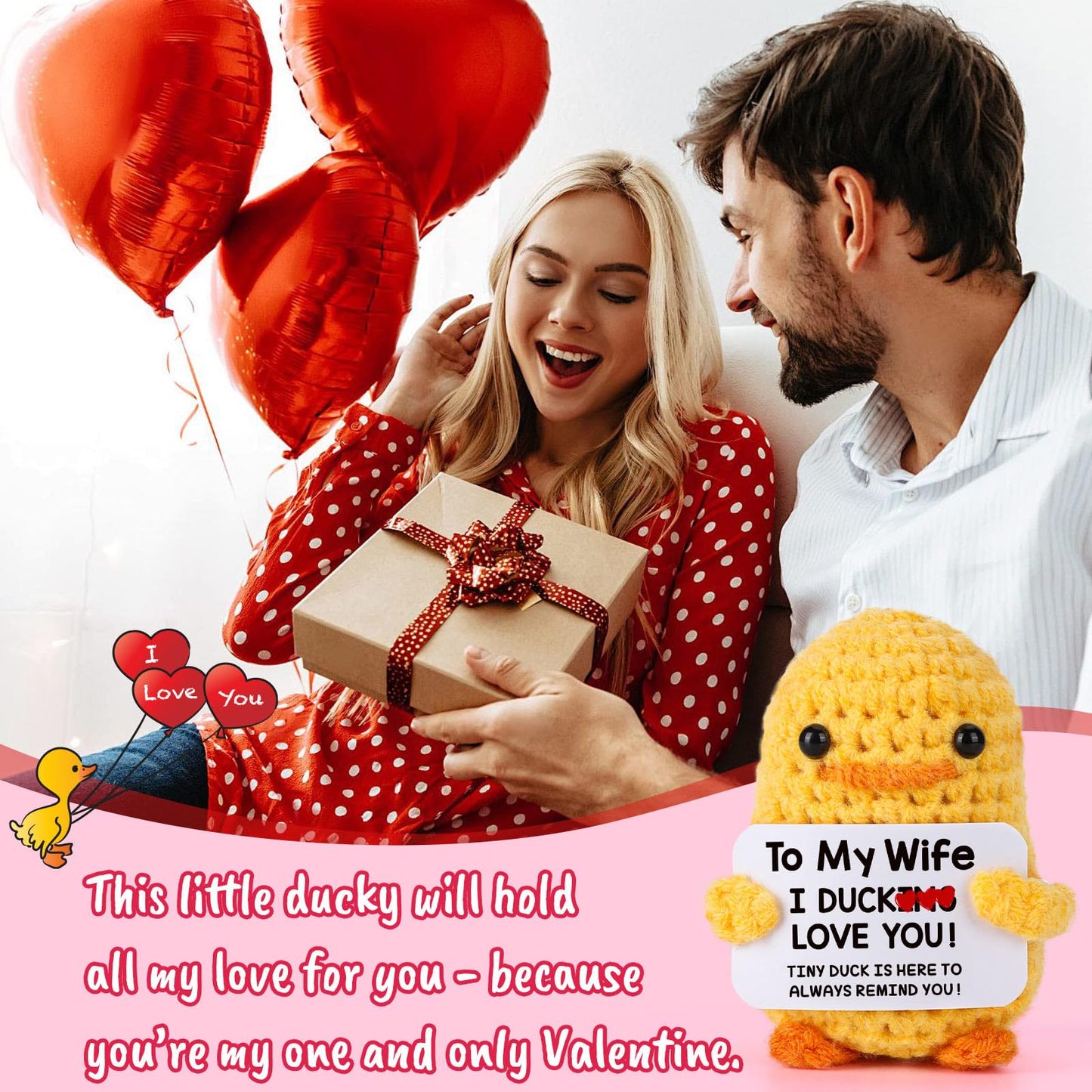 MBL Gifts for Wife Birthday Anniversary - Funny Cute Crochet Duck Anniversary Wedding Romantic Gifts for Couples Girlfriend Mothers Her Women Christmas Mother's Day, I Duck Love You