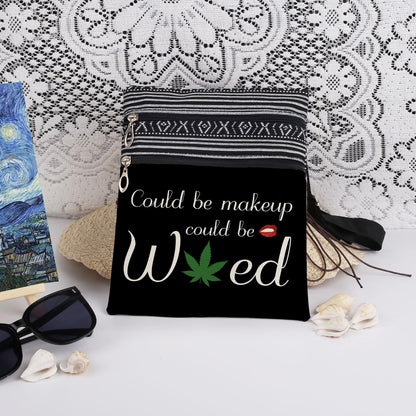 Could Be Makeup Could Be Weed Crossbody Bag Friend Gifts Funny Weed Leaf Messenger Bag Travel Crossbody Purse for Women Best Friends Sister Weed Gifts (Black)