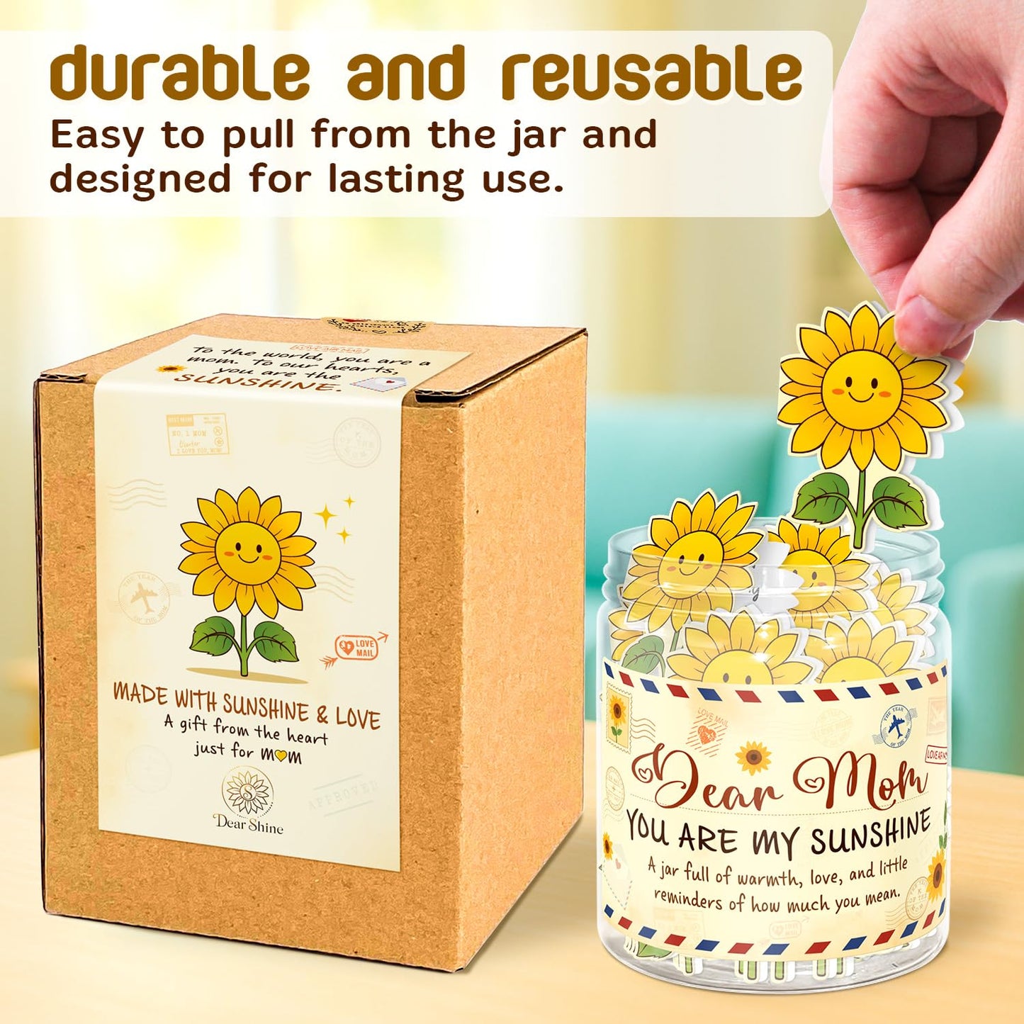 Birthday Gifts for Mom from Daughter – You Are My Sunshine Gift - Mom Gifts From Daughter, Son - Mothers Day Gift for Mother in Law, Stepmom - 60 Positive Sunflower Affirmation Cards