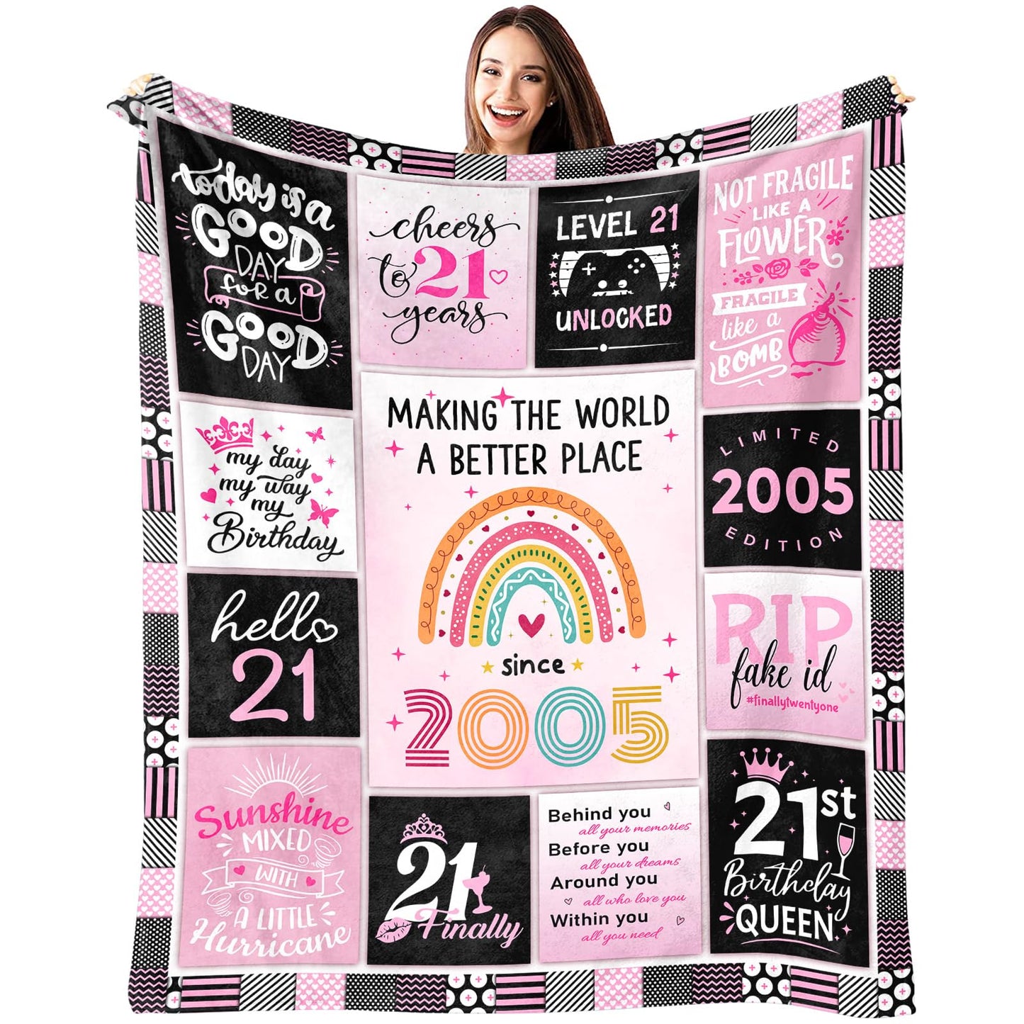 21st Birthday Gift for Her - 21 Year Old Birthday Gift for Her - Gifts for 21st Birthday Female - 21st Birthday Gifts for Women/Daughter - 21st Birthday Gift Ideas Blanket 60"X50"
