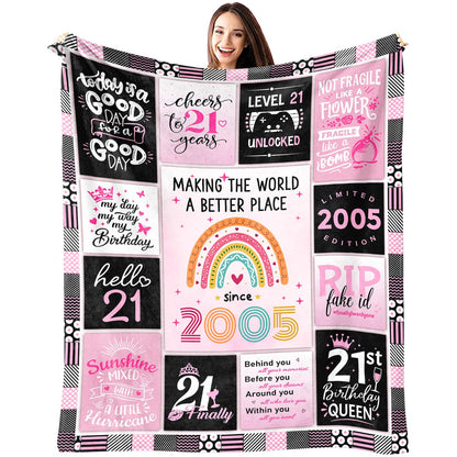 21st Birthday Gift for Her - 21 Year Old Birthday Gift for Her - Gifts for 21st Birthday Female - 21st Birthday Gifts for Women/Daughter - 21st Birthday Gift Ideas Blanket 60"X50"