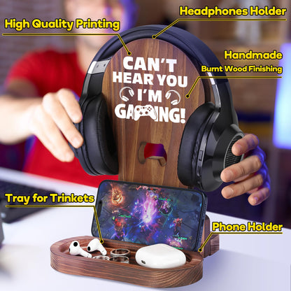 Slothoem-Gamer Gifts for Boy Girl Graduation Birthday, Gamer Room Decor for Brother, Gaming Gifts for Daddy,Boyfriend, Son, Husband, 2026 Graduation Gift, Gamer Room Accessories, Wooden Headset Stand