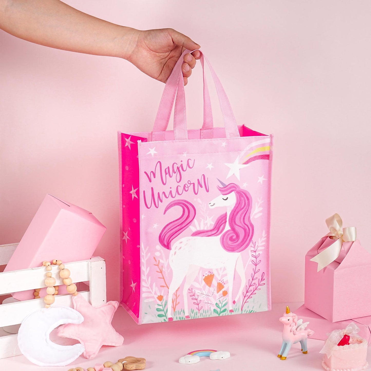 Loveinside Reusable Gift Bag, Medium Recycled Gift Bag for Girls, Birthday, Baby Shower, Party Favor, 10" x 5" x 13", 1 Pcs