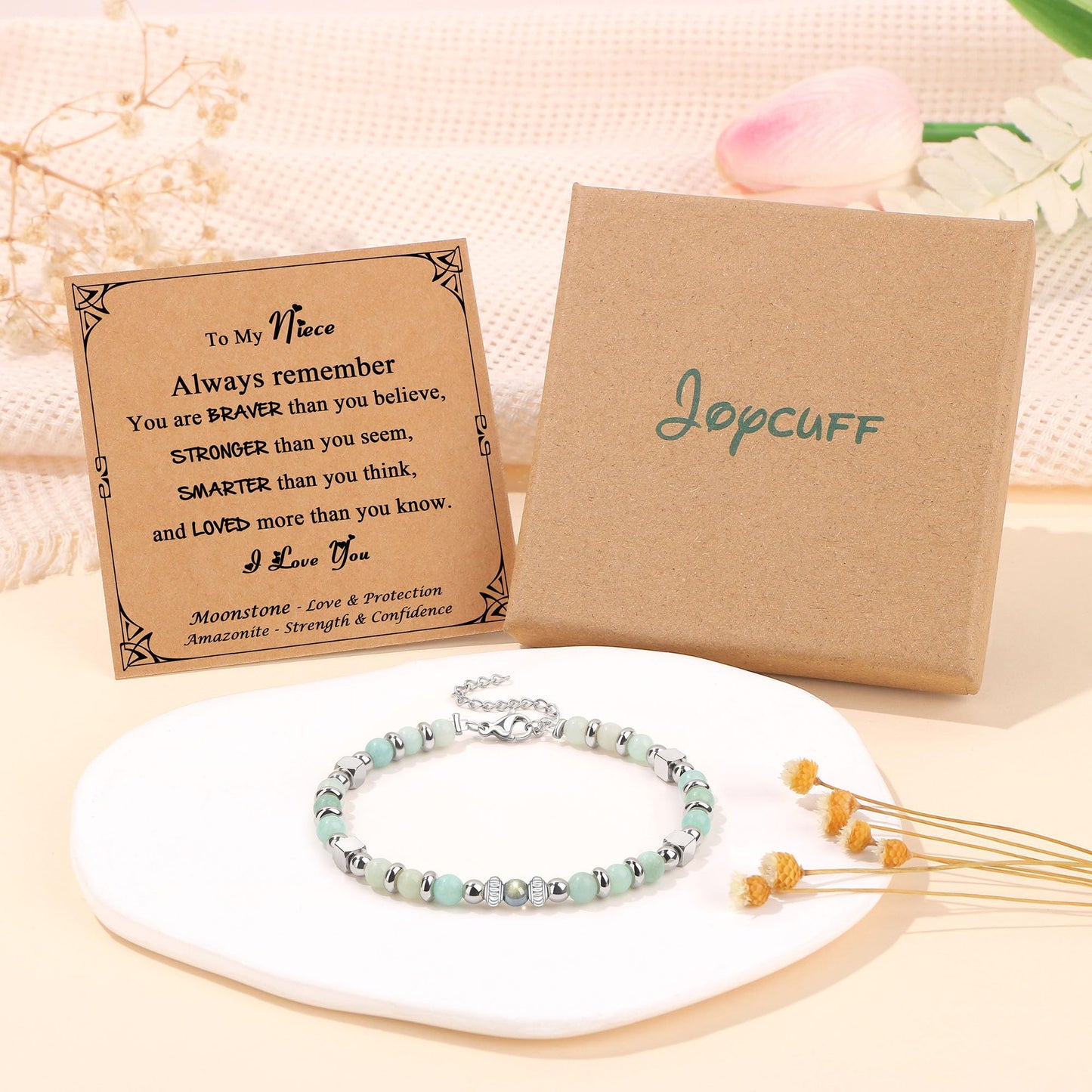 JoycuFF 𝗚𝗶𝗳𝘁𝘀 𝗳𝗼𝗿 𝗪𝗼𝗺𝗲𝗻 𝗠𝗼𝗼𝗻𝘀𝘁𝗼𝗻𝗲 𝗕𝗿𝗮𝗰𝗲𝗹𝗲𝘁 Amazonite Colorful Imperial Jasper Stainless Steel Beads Bracelets, Graduation Christmas Valentines Mothers Day Birthday Gifts