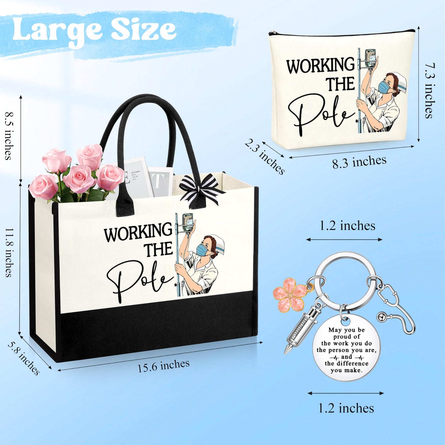 Nurse Gifts Nurses Week Gift Nurse Appreciation Gifts for Women Gift for Nurses Canvas Tote Bag Keychain