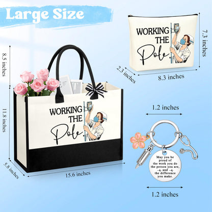 Nurse Gifts Nurses Week Gift Nurse Appreciation Gifts for Women Gift for Nurses Canvas Tote Bag Keychain