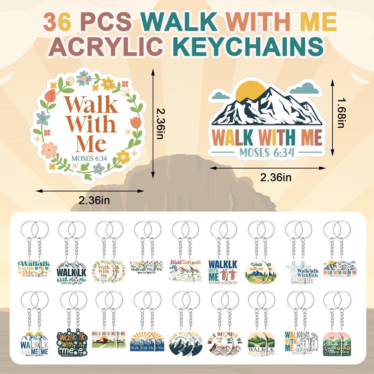 Kigeli 36 Pcs Walk with Me Acrylic Keychain Religious LDS Keychain Mormon Doctrine Keyring Gifts for Encouragement Women Men 2026 Lds Missionary Easter Gifts
