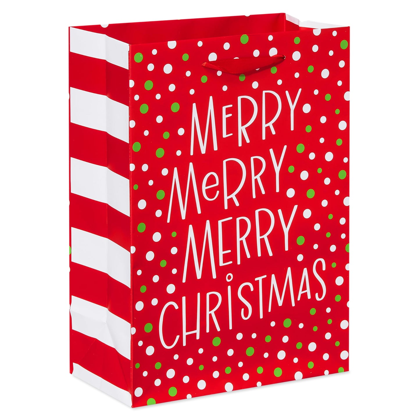 American Greetings 10" Medium Christmas Gift Bags, Red, White, Green and Black Winter Designs (4 Bags)