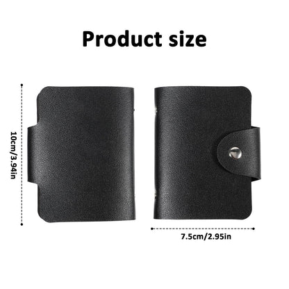 PU Leather Credit Card Organizer Slim (24 Small Cells for Memory Cards) Business Credit Card Book, Black Wallet Holder for Men Women, RFID Blocking Sleeve, Debit Cards Protector Organizer