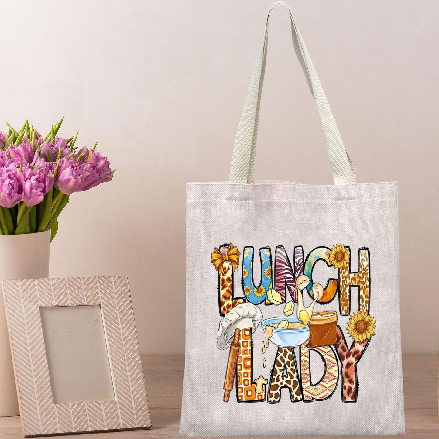 BWWKTOP Lunch Lady Tote Bag Lunch Workers Appreciation Gift Lunch Lady Shoulder Bag Lunch Mom Merch