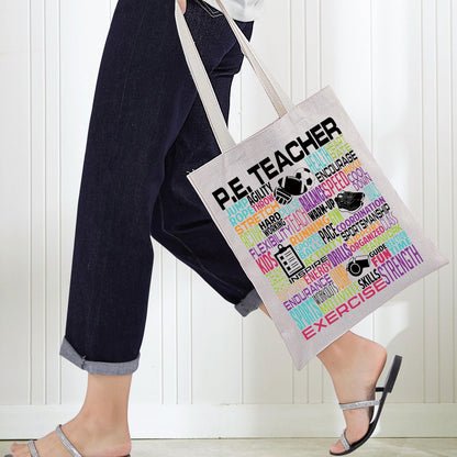 BWWKTOP PE Teacher Canvas Tote Bag PE Teacher Gifts Physical Education Teacher Shoulder Bag Physical Ed Teacher Gift