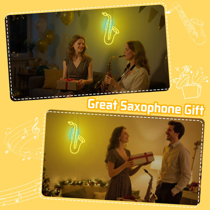 CoolGift Mart Saxophone Neon Sign, Dimmable LED Saxophone Room Decor Light With USB Powered, Decorations for Bedroom Living Room Club Music Studio, Gifts for Saxophone Enthusiasts Music Lovers