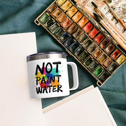Lifecapido Not Paint Water Coffee Mug, Art Teacher Appreciation Gifts for Teacher's Day Christmas, Gifts for Art Teacher Artist Painters Coworker, 14Oz Stainless Steel Coffee Mug with Lid, White
