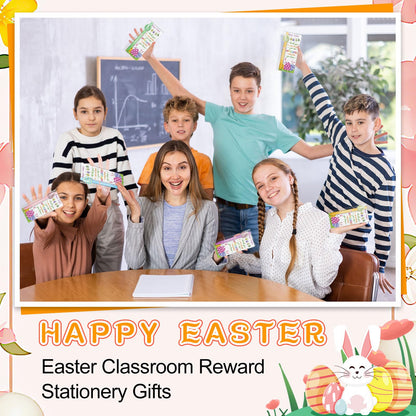 Gersoniel 50 Sets Easter Gifts Bulk Easter Appreciation Gifts for Coworker Happy Ballpoint Pen Thank You Greeting Cards and Ties for Office(Easter Eggs)