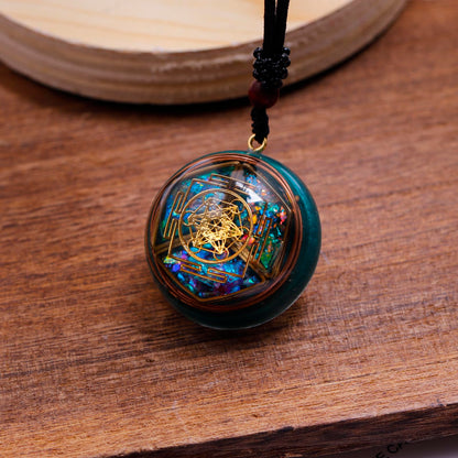 Da Piao Liang Sacred Geometry Orgone Pendant Necklace with Metatron's Cube & Mandala Design - SBB Copper Wire Energy Amulet, Black Adjustable 26-Inch Cord Chain for Spiritual Healing