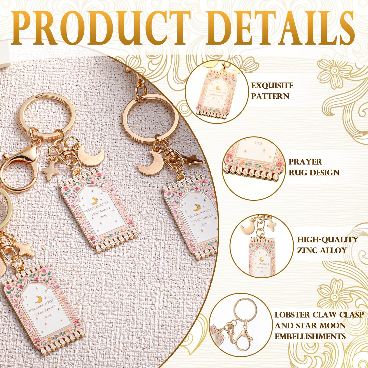 Islamic Keychain Gifts Bulk Plated Enamel Muslim Keychain Islamic Gifts for Women Men