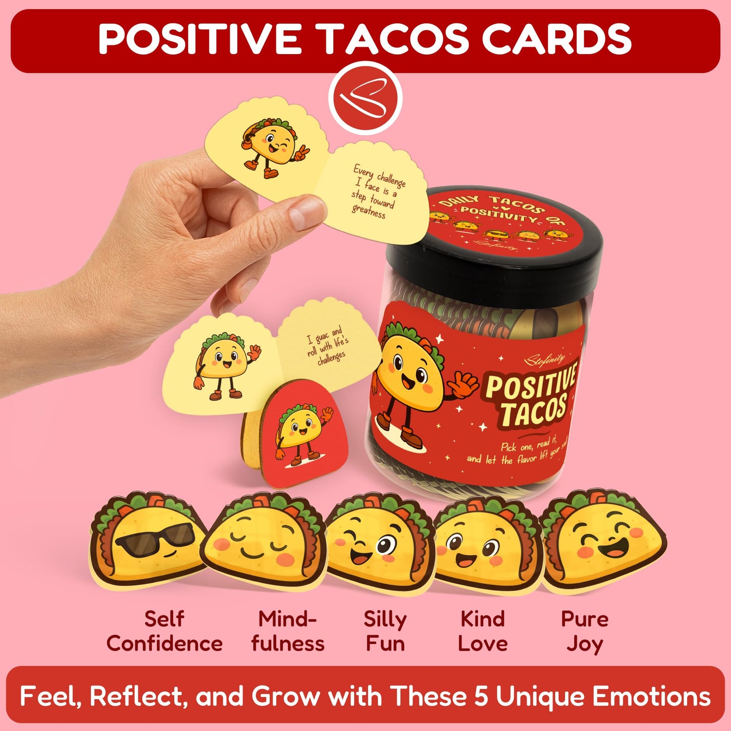 Stofinity Positive Taco Gifts For Birthday- Funny Affirmation Cards For Teen Girl Gift Trendy Stuff, Unique Coworker Christmas Gift For Women Friend, Thanksgiving Basket Gifts For Teacher