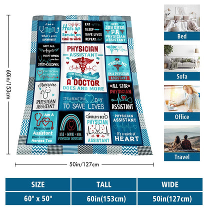 Physician Assistant Gifts for Women Men, PA Week Gift Blanket 60"X50", National Physician Assistant Day Gift, PA Gifts for Women Men