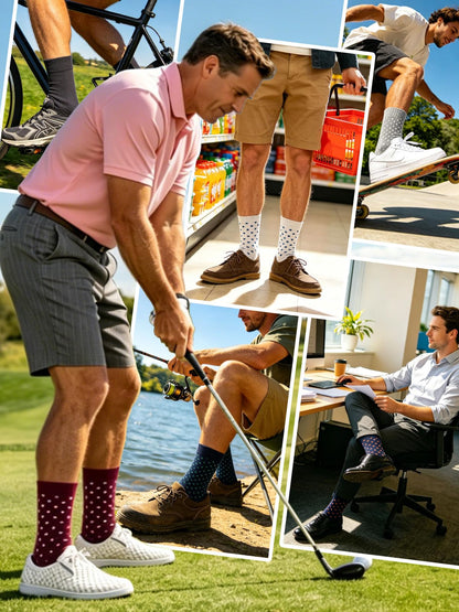 Socks For Men Groomsmen Gifts For Men Dot Christmas Dress Socks Wedding 9-13 100% cotton Casual Crew Socks