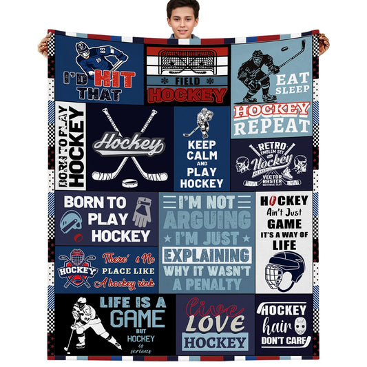 Hockey Gifts for Boys Men, Hockey Blanket for Boys 8-12, Birthday Graduation Gifts for Hockey Lovers Player Blanket 60"x50" to Keep Warm