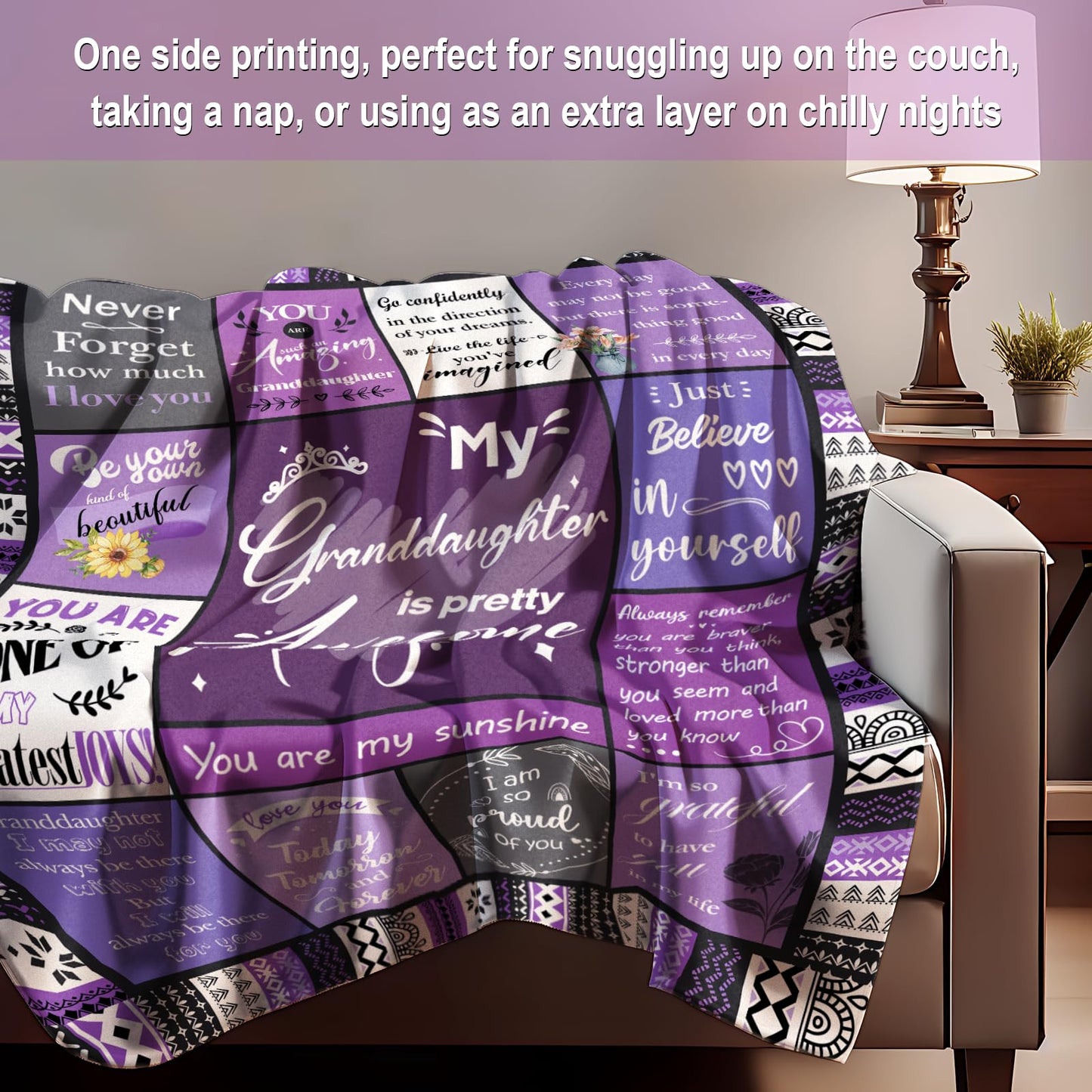 Granddaughter Gifts from Grandma, Grandpa, Birthday Gifts for Granddaughter, Granddaughters Blanket, Christmas Graduation Present for Grandchild, Heartwarming Blanket 60”x50”