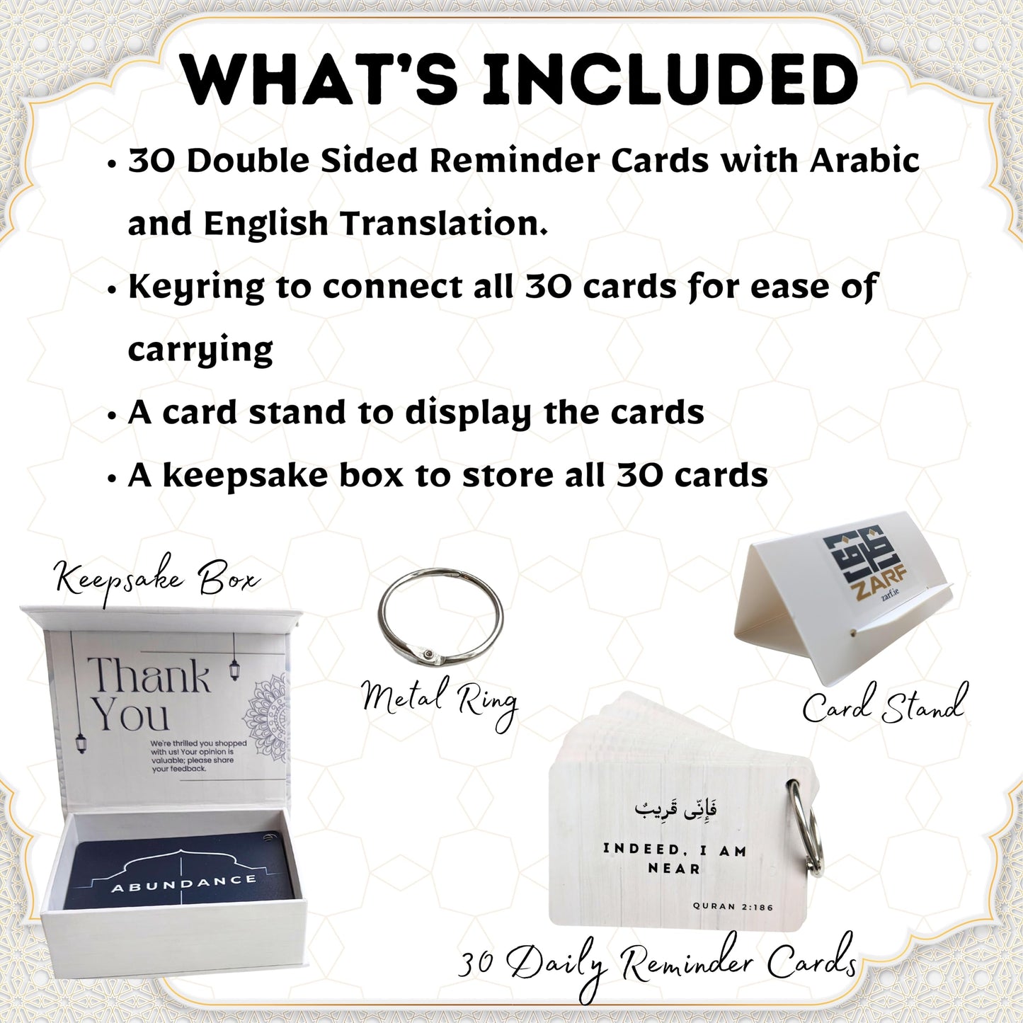 Islamic Affirmations Cards (30 Daily Reminders by Zarf), Spiritual, Quran English, Decor, Ramadan Decorations, Islamic Gifts, Eid Gift, Learn Arabic, Arabic Flashcards Daily Affirmation