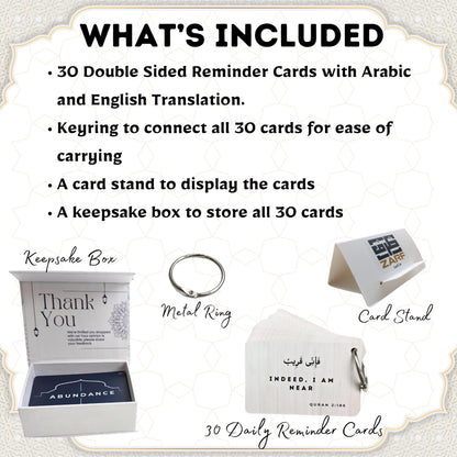 Islamic Affirmations Cards (30 Daily Reminders by Zarf), Spiritual, Quran English, Decor, Ramadan Decorations, Islamic Gifts, Eid Gift, Learn Arabic, Arabic Flashcards Daily Affirmation
