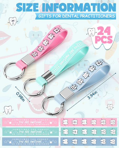 Liliaafar 24 Pcs Dental Assistant Gifts You're Awesome Key Rings Dental Hygienists Gift Dentist Tooth Inspirational Keychain Accessories for Dentist Coworker Women Nurse Graduation Office Clinic
