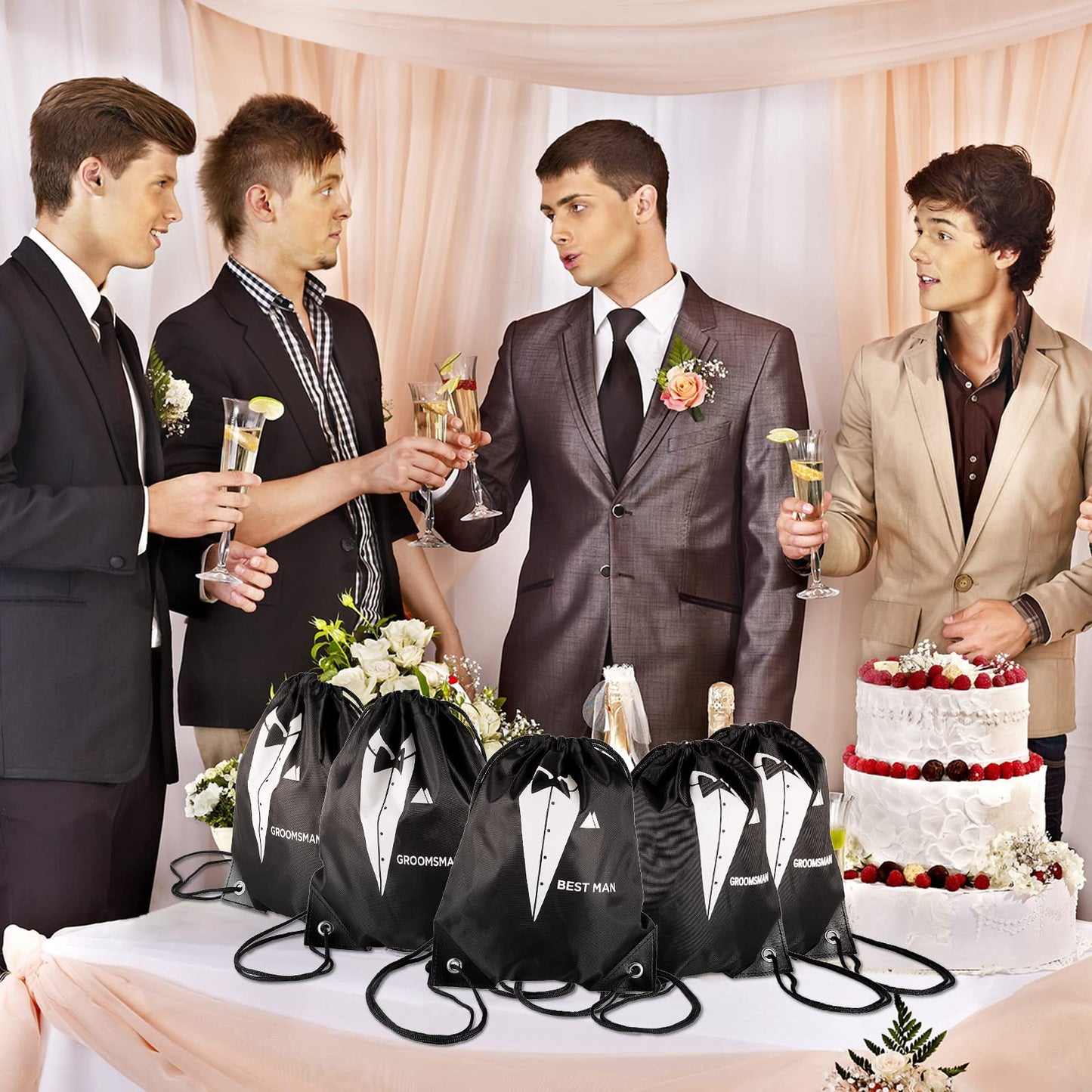 Eccliy 12 Pieces Groomsman Gift Bags for Wedding Include 1 Best Man and 11 Groomsman Proposal Bags Party Favor Bags for Groomsman Father's Birthday Anniversary Wedding Party Supplies