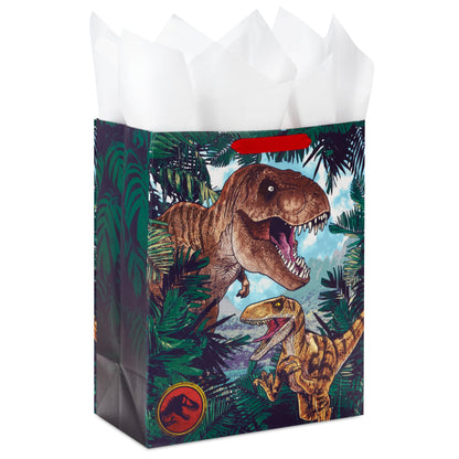 Hallmark Jurassic Park 13" Large Gift Bag with Tissue Paper (T-Rex, Dinosaurs) for Birthdays, Christmas, Holidays