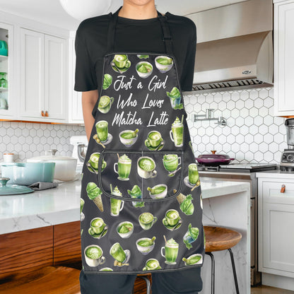 Matcha Latte Obsessed Gift Just A Girl Who Loves Matcha Latte Apron Matcha Latte Gift For Barista
