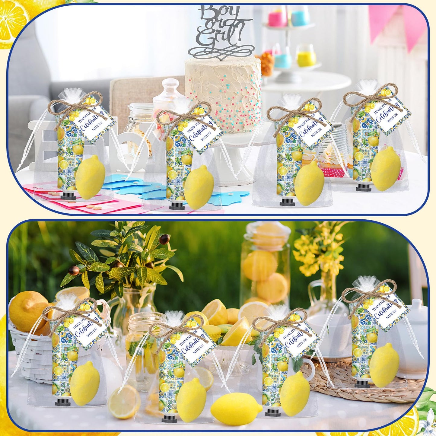 50 Pcs / 25 Sets Capri Lemon Baby Shower Party Favors for Guests Sweet One Italian Lemon Shaped Soaps Bridal Shower Return Gifts Amalfi Themed Hand Cream for Bridal Wedding Gender Reveal