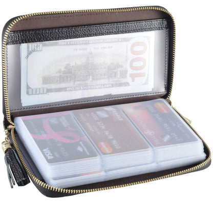 Easyoulife Credit Card Holder Wallet Womens Zipper Leather Case Purse RFID Blocking