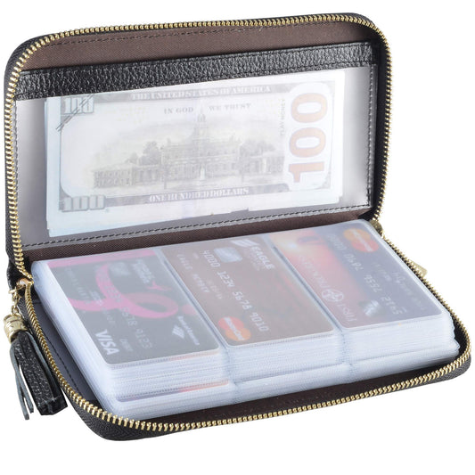 Easyoulife Credit Card Holder Wallet Womens Zipper Leather Case Purse RFID Blocking