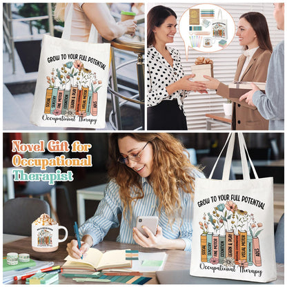Yungyan 35 Pcs Occupational Therapy Appreciation Gifts Office Set Included 13 oz Ceramic Mug Tote Bag Leather Notebook Pen Sticky Note Highlighter Paper Clip Occupational Therapy Thank You Gift