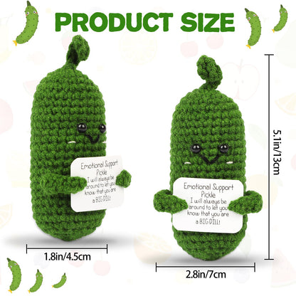 Hoedia Emotional Pickle Small Mother’s Day Easter Gifts for Women Men Her Him, Crochet Cucumber Cute Funny Inspirational Support Stuffers College Office Friend Birthday Basket Filler Decorations