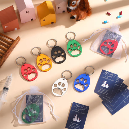 Reallnaive 12 Sets Veterinary Gifts Bulk Paw Print Bottle Opener Keychain Beer Opener Tool Thank You Gift for Women Veterinarian
