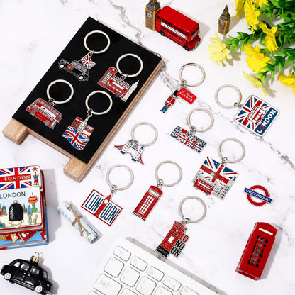 Landical 12 Pcs London Metal Keychain Key Rings Bulk London Travel Souvenirs for Women Men Friends British Christmas