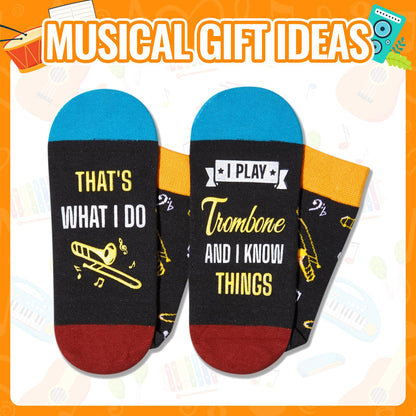 HAPPYPOP Music Gifts for Men Women - Trombone & Bass Gifts, Piano Guitar Socks
