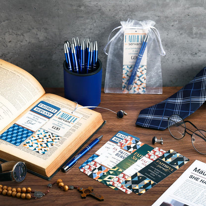 Dispowreath 24 Pcs/12 Sets Faithful Servant Gifts Pen with Bookmark 12 Faithful Servant Pen, 12 Philippians 2: 17 Bookmarks Appreciation Gift for Pastors Church Leaders Volunteers Prizes Party Favors