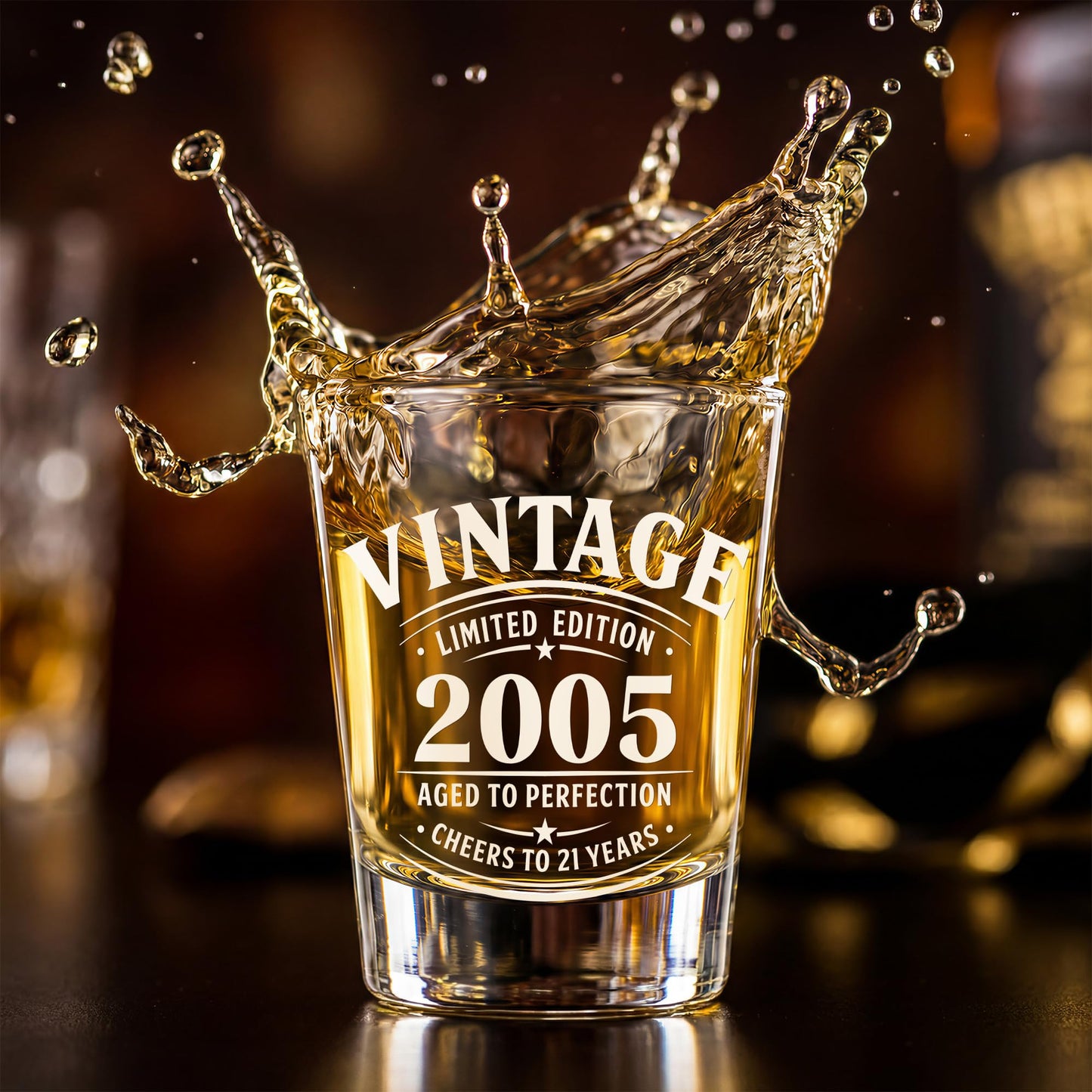 LIGHTEN LIFE 21st Birthday Gifts for Him,2005 Shot Glasses with Valued Wooden Box,21st Birthday Shot Glass Set,21 Years Old Birthday Gift Ideas,21st Birthday Decorations for Men Son Boy Brother Friend