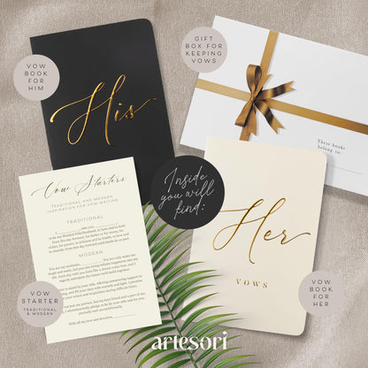 ARTESORI Premium Wedding Vow Book for Her & Him, Soft Touch, Gold Foil, 28 Lined Pages, Wedding Vow Books His and Hers, Wedding Essentials, Wedding Registry Ideas, His and Hers Gifts
