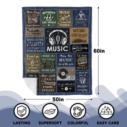 Unique Music Gifts for Men/Women, Music Lovers Gifts for Musician/Music Teacher, Funny Music Themed Decor/Stuff/Accessories, Sound of Music Blanket 60x50in