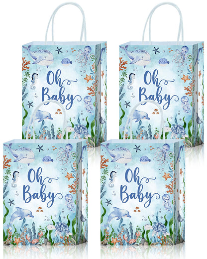 16Pcs Under the Sea Baby Shower Favor Bags - Party Favor Gift Snack Goodie Treat Candy Bags for Ocean Theme Baby Shower Decorations Supplies