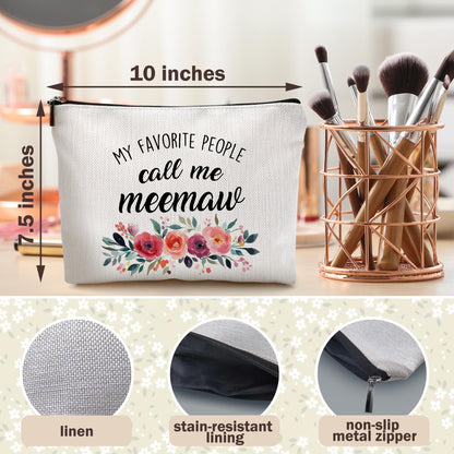 DILSJ Meemaw Gifts Makeup Bag, Grandma Gifts For Christmas From Grandkids Cosmetic Bags For Women, My Favorite People Call Me Meemaw Zipper Makeup Pouch Travel Organizer Toiletry Bag